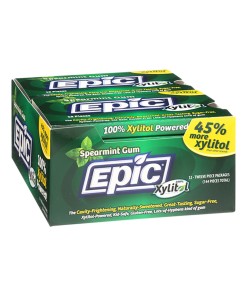 Epic Xylitol Dental Gum Spearmint 12pc Blister Pack x 12 Pk