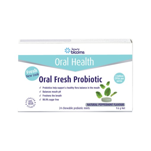 H.Blooms Oral Fresh Probiotic Chewable Peppermint x 24 Pack